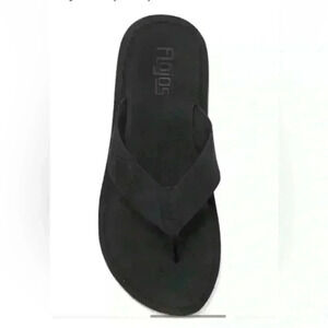 Flojos NWT Bayou Faux Leather Patch Logo Strap Black Sandals Men’s Size 8 New